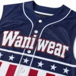 Breathable fabric and full-button stitching on custom American flag baseball jersey