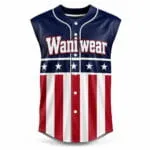 Custom American flag sleeveless baseball jersey front with stars and red stripes