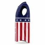 USA-inspired sleeveless baseball jersey side view with red and white stripes