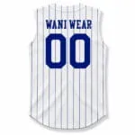 Personalized white pinstripe baseball jersey back with team name and number 00