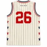 ersonalized pinstripe sleeveless baseball jersey back with team name and number 26