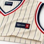 Breathable mesh fabric and woven label on custom sleeveless baseball jersey