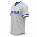 Custom short-sleeve baseball jersey side view