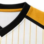 Black V-neck collar and raglan stitching on baseball jersey