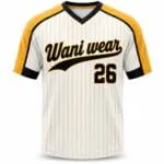 White black and gold custom pinstripe V-neck baseball jersey