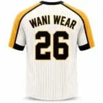 Personalized pinstripe baseball jersey with player name and number