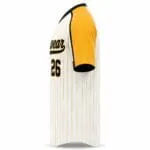 White black and gold custom pinstripe V-neck baseball jersey