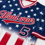 Breathable sublimated baseball jersey fabric close-up