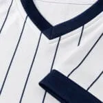 Custom pinstripe V-neck baseball jersey by Wani Wear