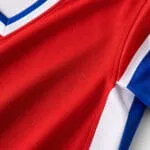Breathable polyester fabric close-up on a custom baseball jersey