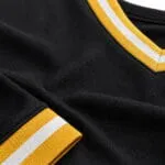 Black breathable fabric on a custom baseball jersey