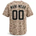 Personalized desert camo baseball jersey with player number