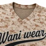 V-neck collar and reinforced stitching on camo jersey