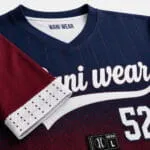 Breathable sublimated fabric on a custom baseball jersey