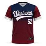 Custom sublimated V-neck baseball jersey front view