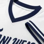 V-neck collar and reinforced baseball jersey stitching
