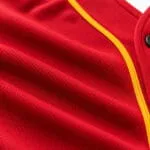 Breathable red performance fabric for baseball uniform