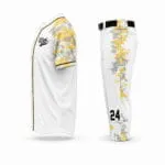 Side view of sublimated baseball jersey and pants