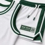 Breathable mesh basketball uniform with custom woven labels