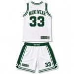 Private label basketball jersey and shorts back view