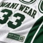 Custom basketball uniform set with embroidered team name and number