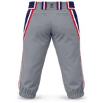 Custom grey baseball knickers with navy red and white stripes
