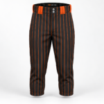 Custom black and orange pinstripe baseball knickers front view
