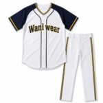 Custom baseball uniform set with full-button jersey and matching white pants