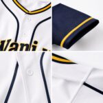 Reinforced stitching and piping detail on custom baseball uniform