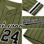Buttons, neckline, printing and reinforced stitching on custom baseball jersey