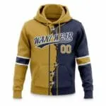 Custom lace-up baseball hoodie front view