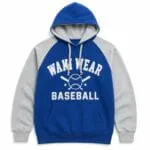 Custom blue and grey baseball hoodie by Wani Wear