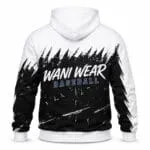 Custom baseball team hoodie back view with sublimated graphics