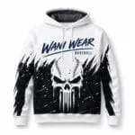 Custom baseball hoodie front view with personalized team design