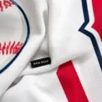 Premium polyester fabric close-up of custom baseball hoodie