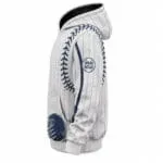 Custom sublimated baseball hoodie side view with sleeve graphics