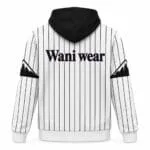 Custom baseball hoodie back view for team logo and player branding
