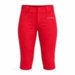 Red custom knicker baseball pants front view