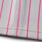 Custom baseball pants stitching and label close-up