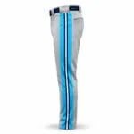 Custom baseball pants with sky-blue navy and white stripes