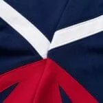 Custom baseball warm-up pants fabric and stitching close-up