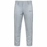 Custom grey baseball pants with black piping front view