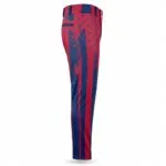 Red navy full-length baseball pants side view