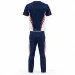 Custom baseball uniform set back view with matching pants