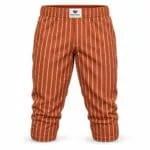 Custom orange pinstripe baseball knickers front view