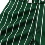 Green pinstripe custom baseball knickers fabric close-up