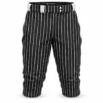 Custom black pinstripe baseball knickers front view