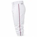 Custom white baseball knickers with burgundy side piping