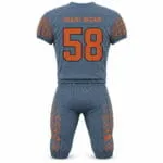Custom football jersey and pants back view number 58