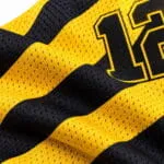 Breathable mesh fabric custom football jersey close-up